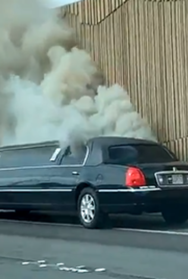  ليموزين يحترق يقل عروس وصديقاتها إلى حفل الزفاف