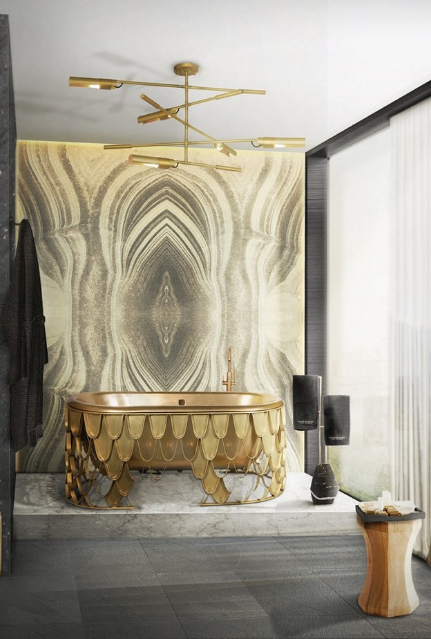 الذهبي في ديكورات حمامات فخمة