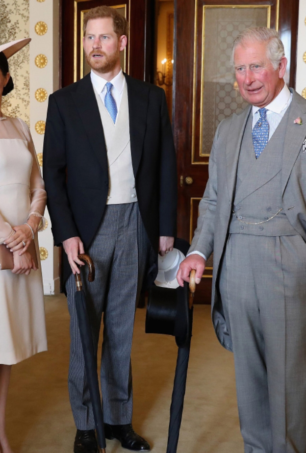 الأمير تشارلز والأمير هاري وزوجته ميغان ماركل 