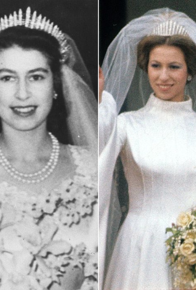 الملكة إليزابيث الثانية والأميرة آن Mary's Fringe Tiara يتألقان بتاج