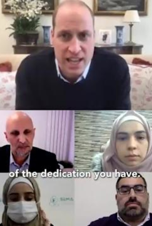 الأمير وليام يتحدث مع موظفي إغاثة سوريين عن عملهم خلال جائحة كورونا