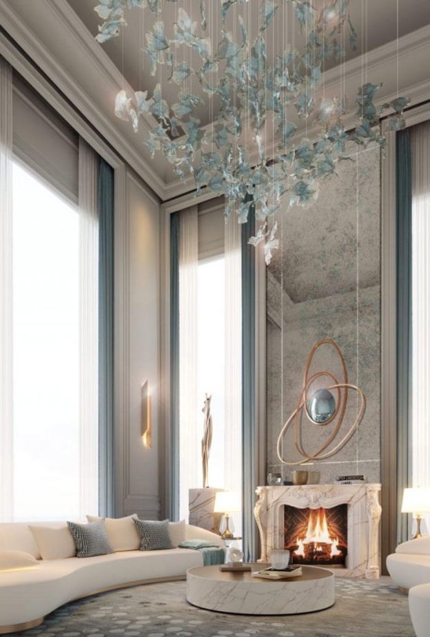  المدفأة تعطي دفء وفخامة على ديكور الجلسات النسائية