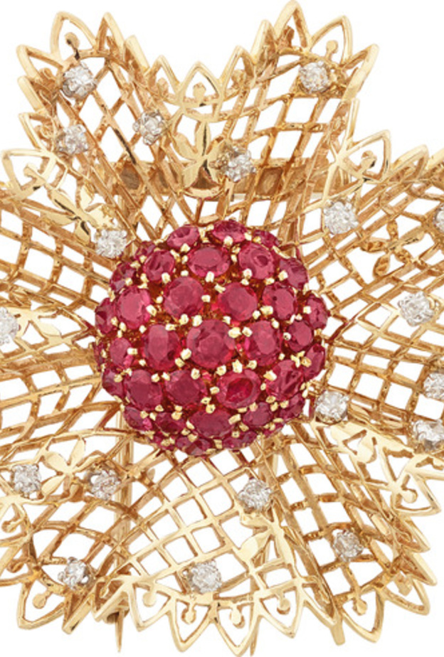  مشـبك لايس، 1943 باتيـن، ذهـب أصفـر، ذهب أبيض، ياقوت، ماس