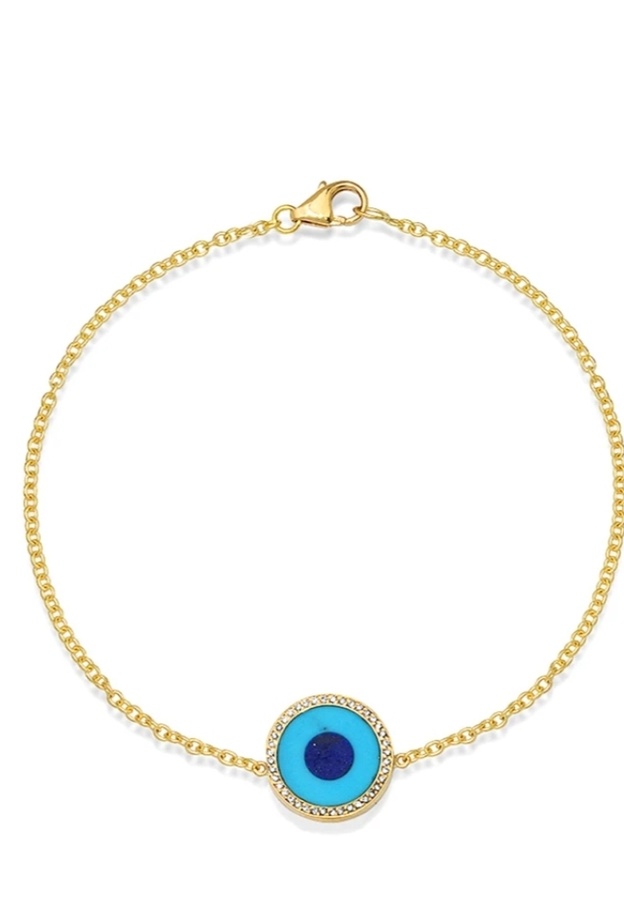 سوار MINI TURQUOISE INLAY EVIL EYE WITH DIAMONDS من Jennifer Meyer