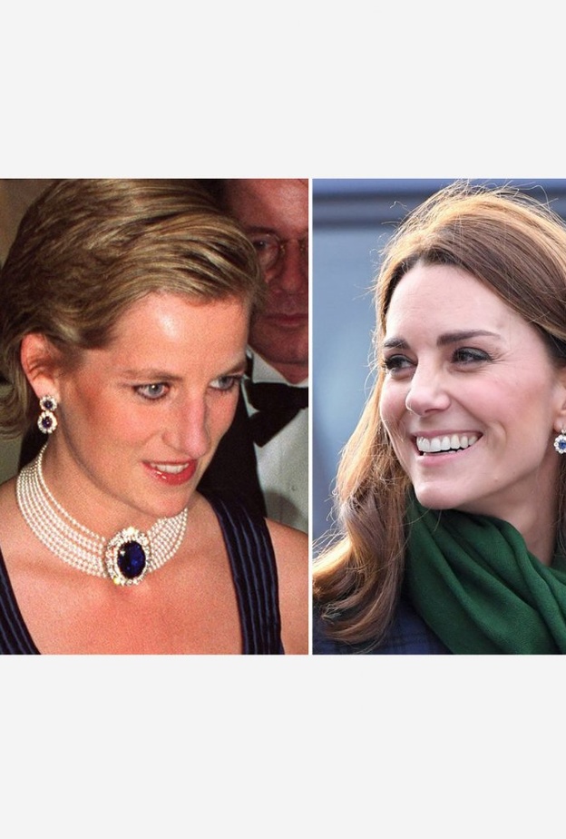 أقراط كيت ميدلتون الماسية من ضمن مجموعة مجوهرات الأميرة ديانا