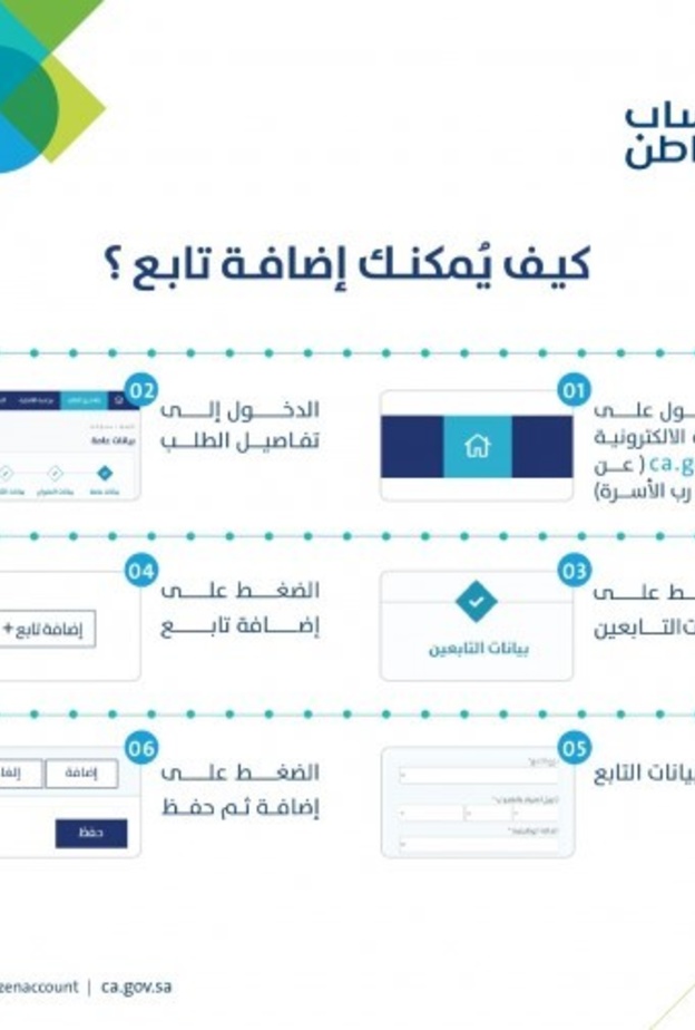  رابط وطريقة إضافة تابع في حساب المواطن بالخطوات