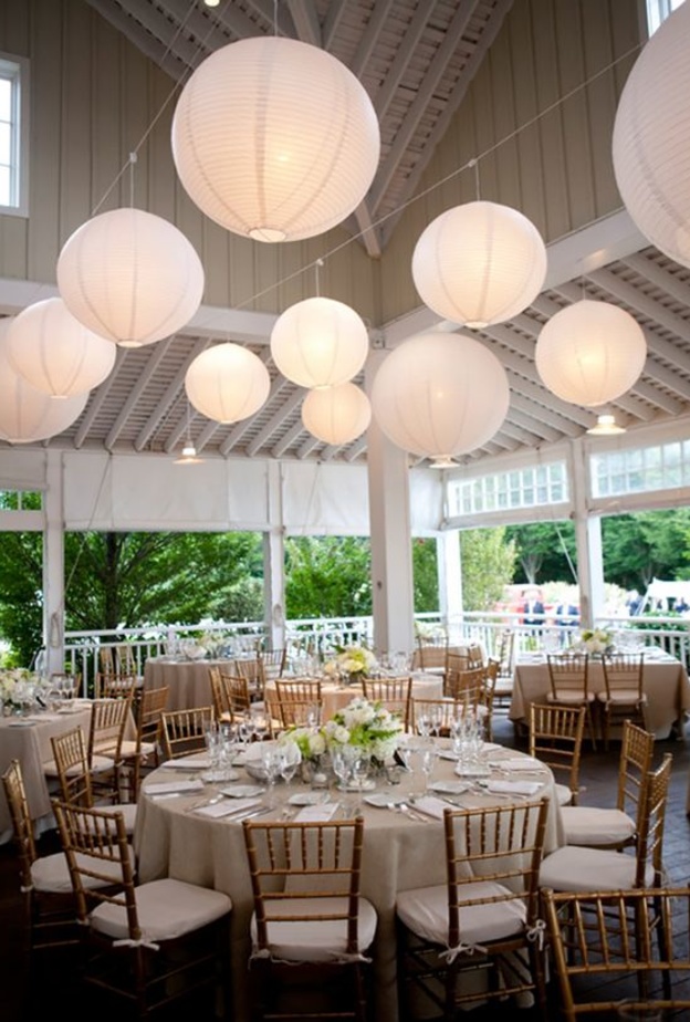  المصابيح الكروية الكبيرة في زينة حفل الزفاف الرومانسي