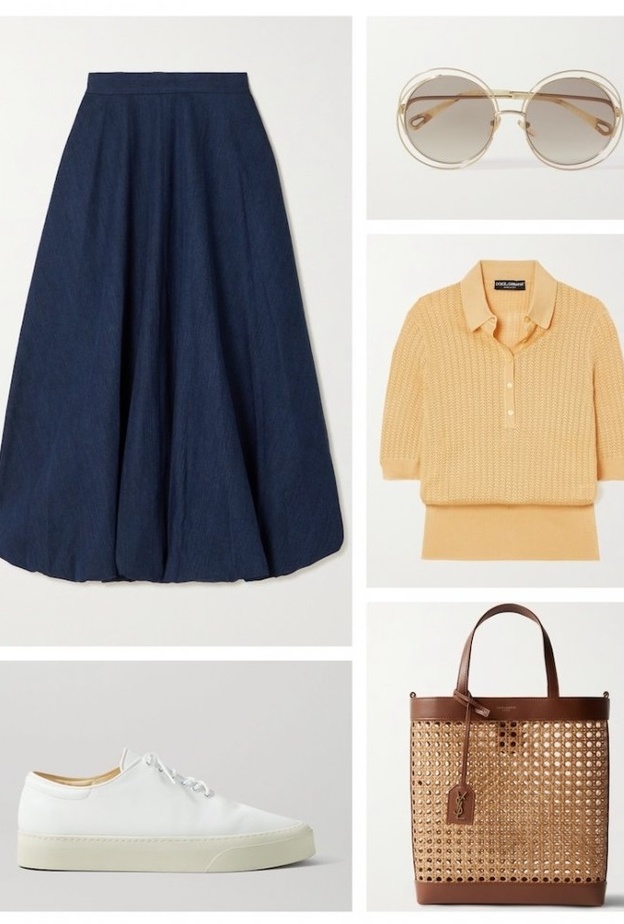 ستايل كاجوال وراقي بالتنورة الجينز الداكنة بطول الميدي