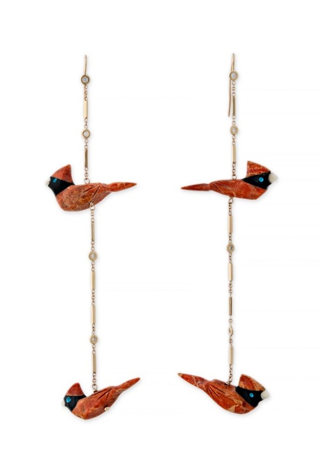  أقراط Coral bird من جاكي آيش Jacquie Aiche