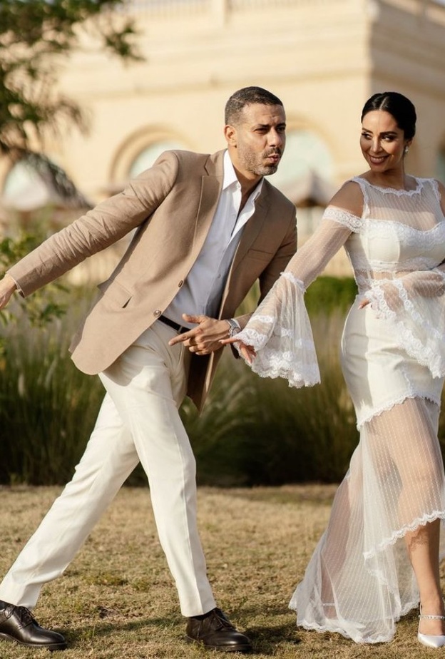 بسنت شوقي مع عريسها في حفل الزفاف- انستغرام بسنت شوقي