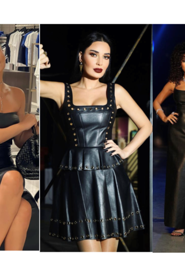 من بين النجمات بدت أجمل بصيحة موديلات فساتين جلد انيقة