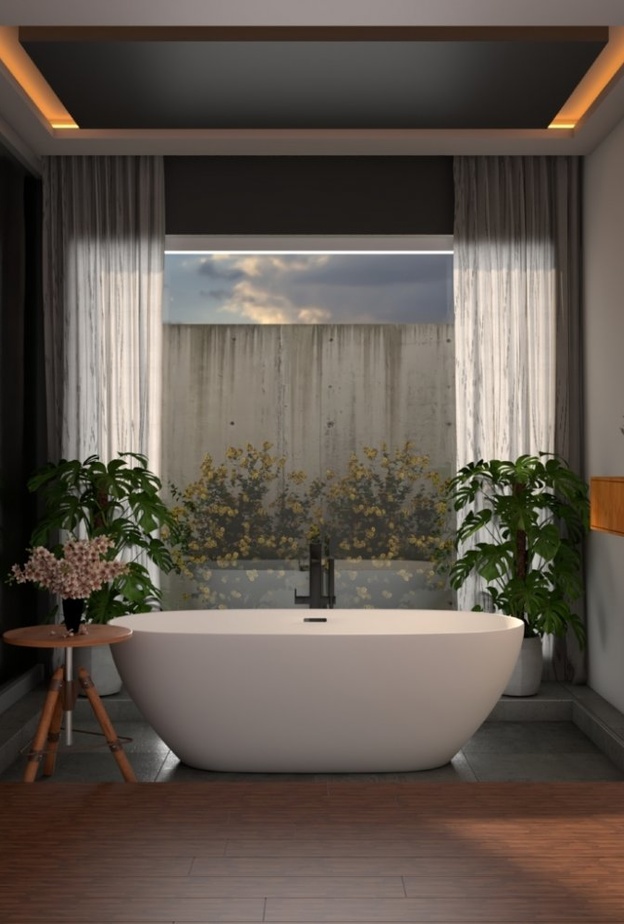 أحواض النباتات تزين حمام عصري 2021