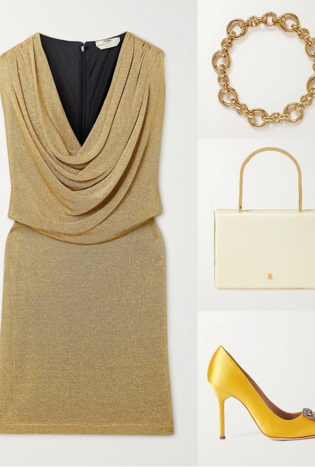 اطلالة كاجوال شبابية وأنيقة بالتنورة الميتاليك الذهبية