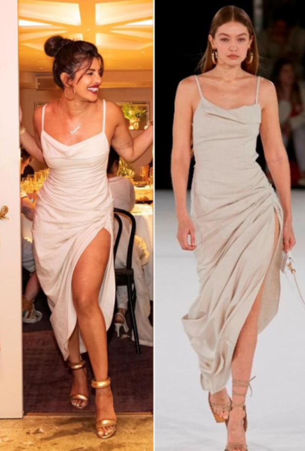 صور اطلالة بريانكا شوبرا وجيجي حديد بالفستان نفسه هل قلدتها أم تفوّقت عليها؟