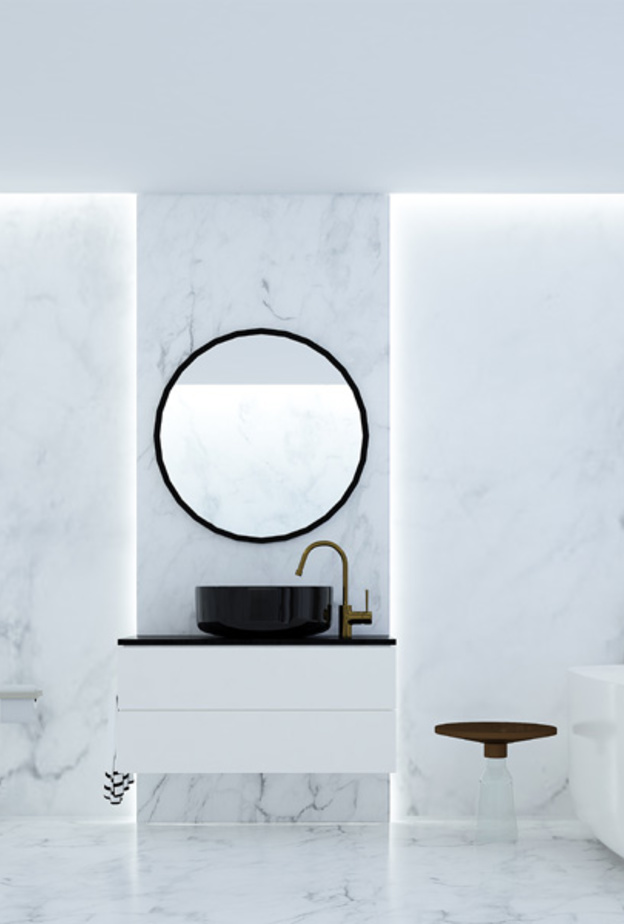  الرخام الأبيض الفاخر لديكور حمام رائع