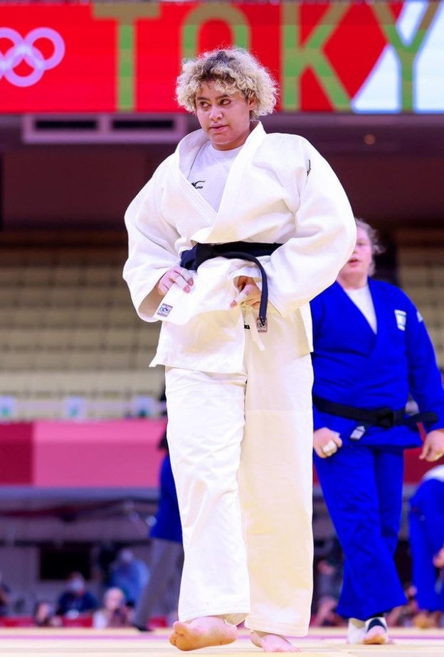 لاعبة الجودو السعودية تهاني القحطاني الصورة من حساب الاولمبية السعودية على تويتر