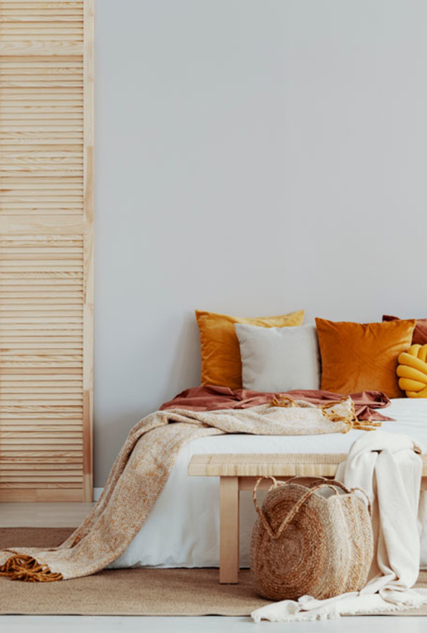  اكسسوارات غرفة نوم باللون البرتقالي والأصفر