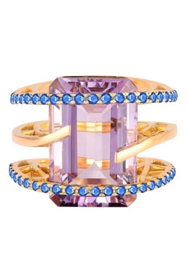 خاتم من ذهب و حجر جمشت من تصميم Arya Esha