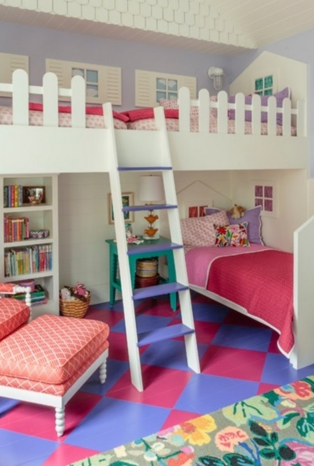 غرف نوم اطفال بتدرجات مختلفة من اللون الوردي 