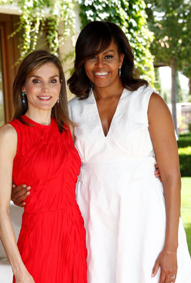 الملكة ليتيزيا تسقبل السيدة الامريكية الاولى 