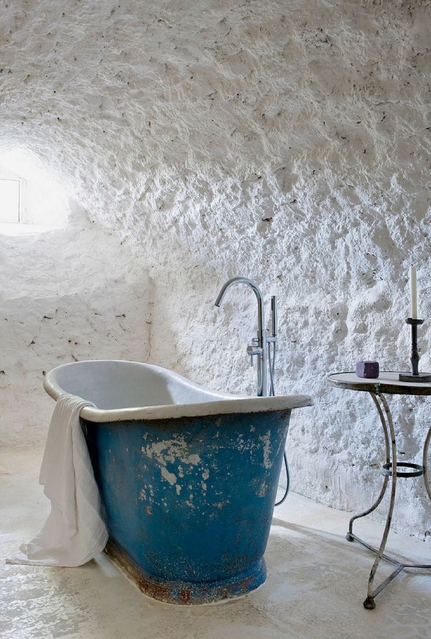 ديكور حمام فينتاج بروعة ألوان الأزرق