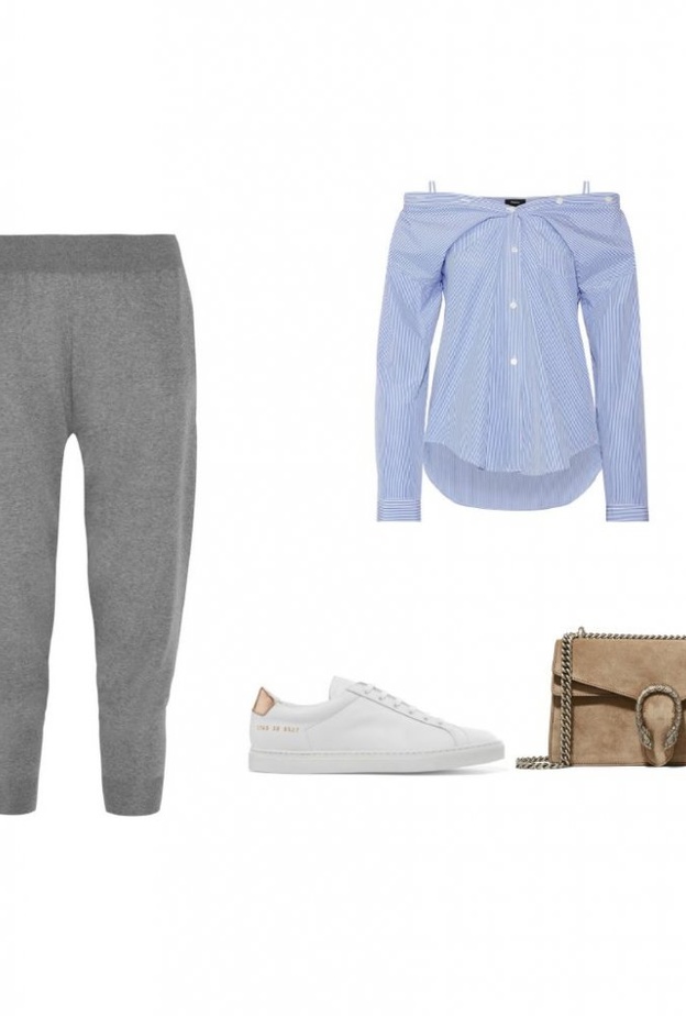 اطلالة عصرية وشبابية بالسروال الرياضي مع الكعب العالي