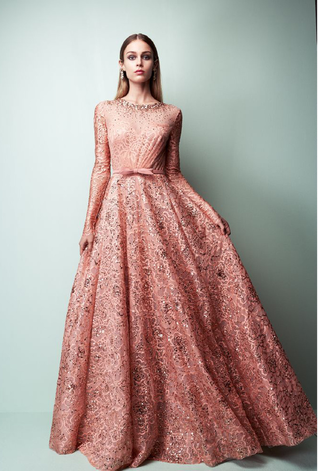 فساتين خطوبة فخمة باللون البرتقالي من مجموعة سعيد القبيسي