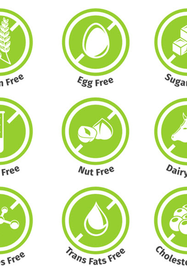 بعض ملصقات المنتجات الغذائية الخاصة بالريجيم