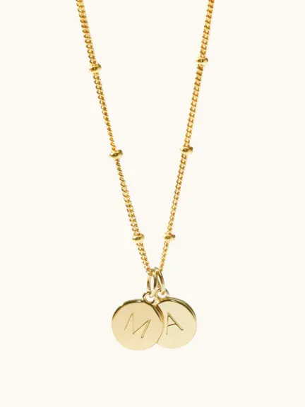 قلادة ذهبية بأقراص الأم والطفل مع سلسلة مزينة