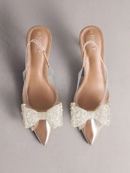 حذاء كعب Slingback مدبب مع فيونكة مرصعة من Forever Comfort