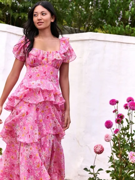 فستان بكشكش بنقشة زهور من Laura Ashley