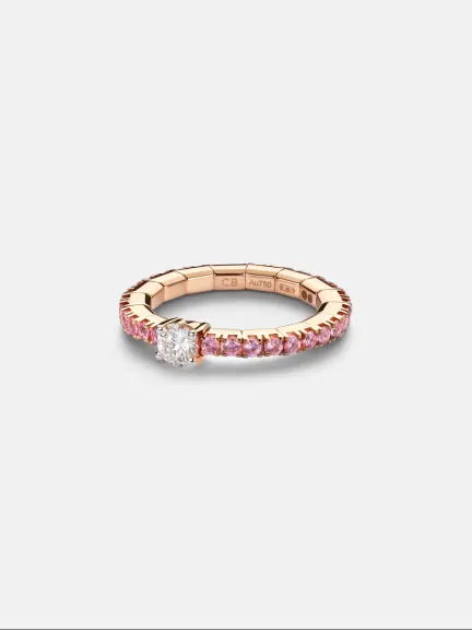خاتم من الذهب الوردي عيار 18 قيراطًا مرصع بالألماس والياقوت Bucherer Fine Jewellery