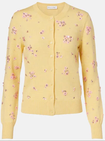 كارديغان من الصوف الخام Crystal Cluster من Oscar de la Renta