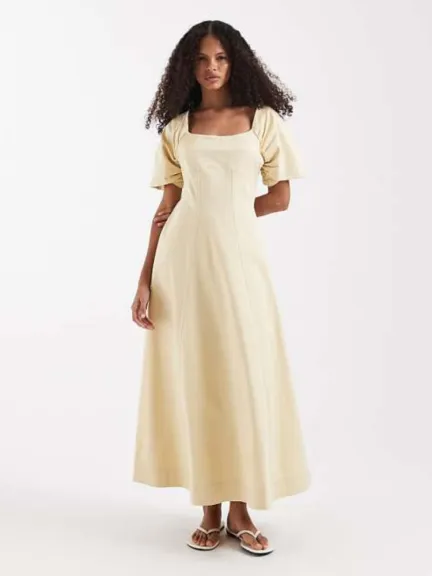فستان ميدي قطني بياقة مربعة من ASOS DESIGN