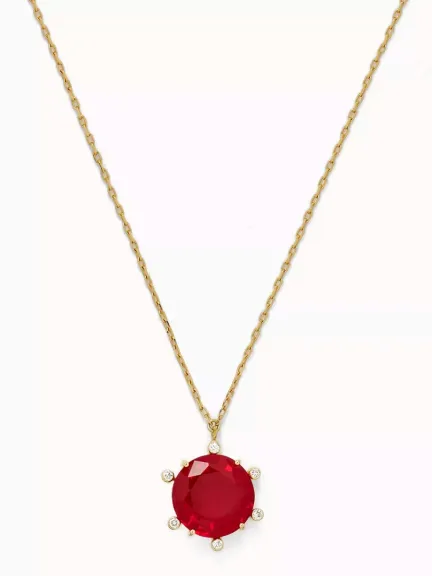 قلادة بدلاية مرصعة بحجر ياقوت أحمر مستدير وماس ذهب عيار 18 Dima Jewellery