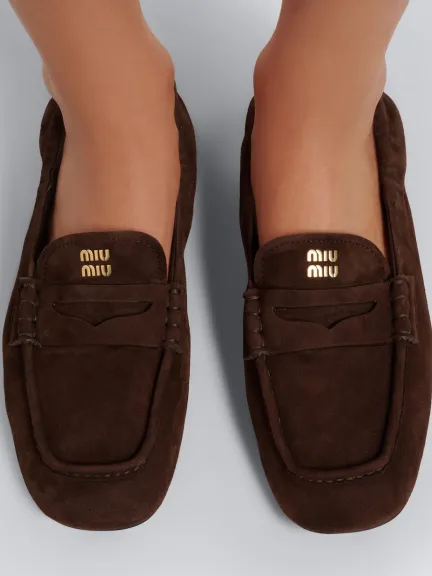 حذاء لوفر من الجلد السويدي Penny من Miu Miu