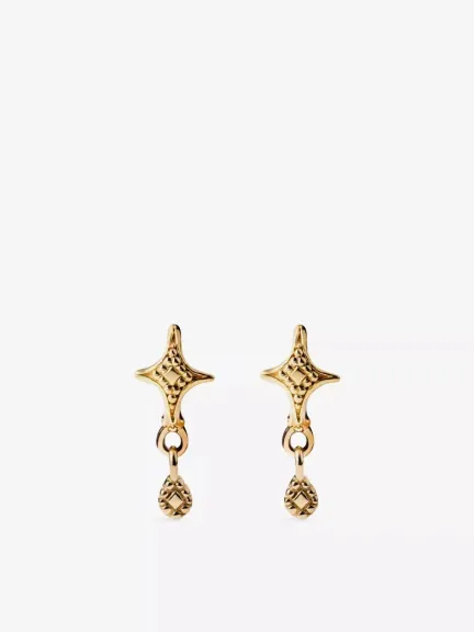 Luna Min Drop 18ct Yellow-Gold Hoop Earrings