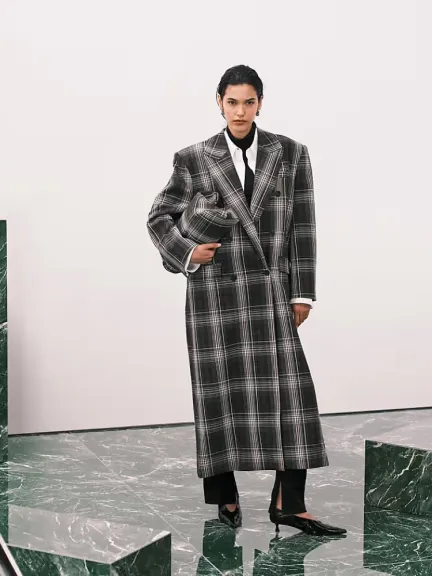 معطف واسع وطويل كاروهات من ASOS DESIGN	