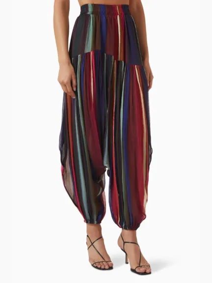 بنطال Louie Stripe Soft Balloon Pants in Crinkle Chiffon من Christopher John Rogers