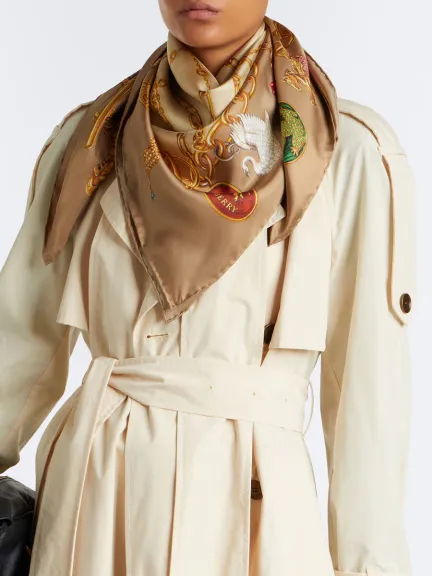 فولار من الحرير التويل بطبعات من Burberry