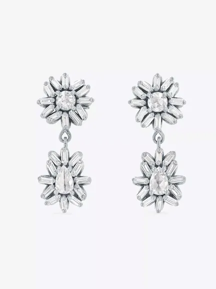Rose-Cut 18ct White-Gold And 1.1ct Diamond Earrings