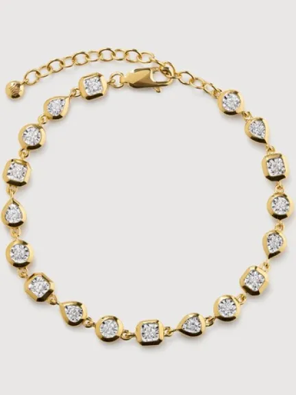 سوار Bezel Diamond Chain من مونيكا فينادر من الذهب الأصفر المطلي عيار 18 قيراطاً والألماس