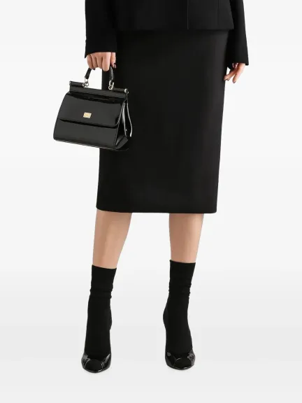 تنورة سوداء من قماش الصوف والكريب من Dolce & Gabbana	