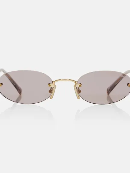 نظارات شمسية بيضاوية بلوغو من Miu Miu	