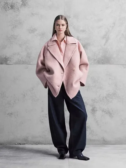 معطف من مزيج الصوف من ASOS DESIGN باللون الوردي الباهت	