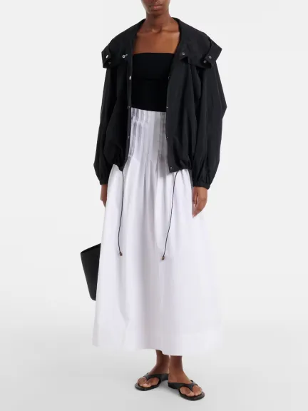 Róhe Pleated Cotton Poplin Midi Skirt
