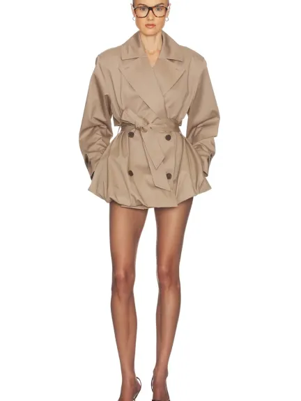معطف طويل SHORT BUBBLE HEM TRENCH من علامة Helsa	