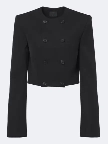 جاكيت بليزر كروب من الصوف الخام مزدوج الصدر من Wardrobe.NYC	
