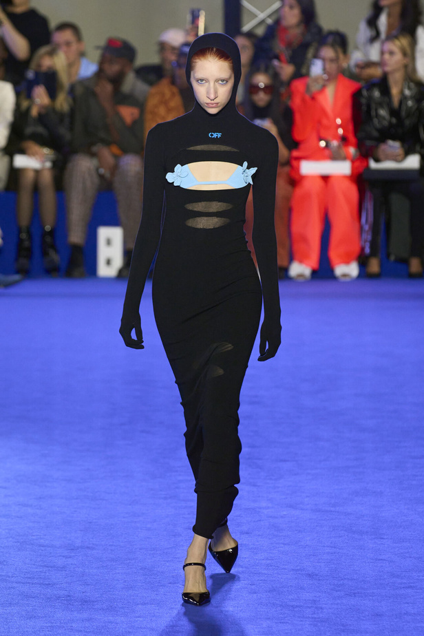 عرض أزياء Off-White لربيع وصيف 2023.. موضة الجلد والنقشات النافرة