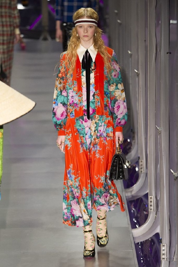 الازياء المشجرة بالوان مبهجة احدث موضة من دار غوتشي في شتاء 2018